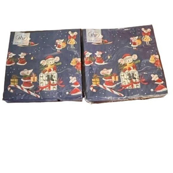 IHR Christmas Napkins 20 Count 3-Ply Mouse Design Paper Made In Germany set of 2 - Picture 1 of 5